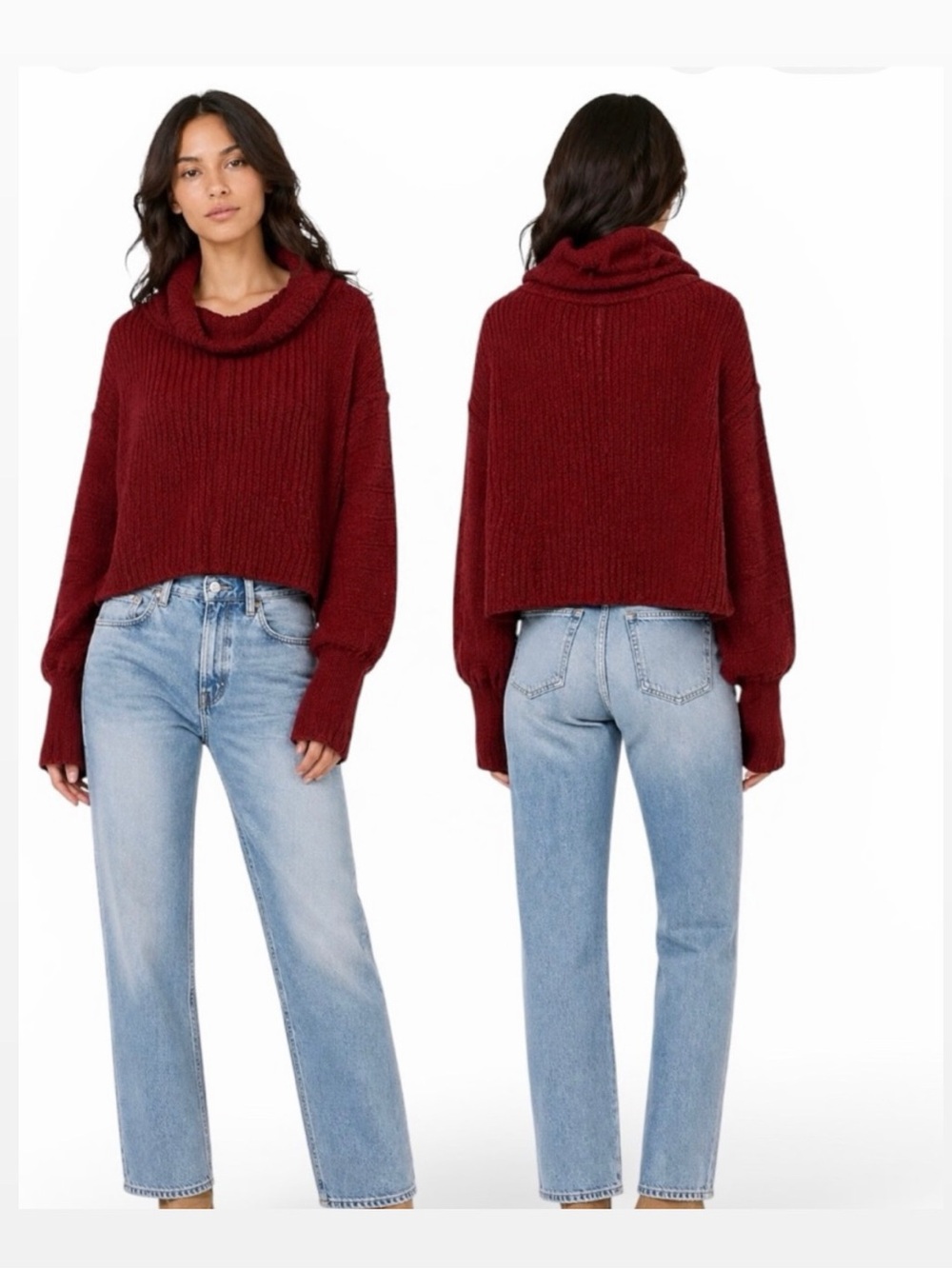 Free People Be Yours Sweater in Cranberry - Size Medium